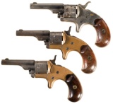 Three Colt .22 Open Top Pocket Revolvers