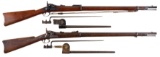 Two Springfield Trapdoor Rifles w/ Bayonets and Scabbards