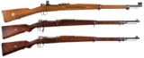 Three Mauser Pattern Bolt Action Military Rifles