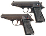 Two Nazi Military Proofed Walther PP Semi-Automatic Pistols