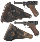 Two German P.08 Luger Semi-Automatic Pistols w/ Holsters