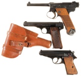 Three World War II Semi-Automatic Pistols
