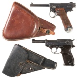Two Semi-Automatic Military Pistols w/ Holsters