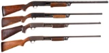 Four Factory Engraved Ithaca Gun Co. Slide Action Shotguns