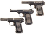 Three Savage Model 1907 Semi-Automatic Pistols