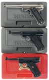Three Cased Ruger MK II Semi-Automatic Pistols