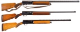 Three Factory Engraved Belgian Browning Semi-Automatic Shotguns