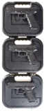 Three Cased Glock Semi-Automatic Pistols