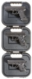Three Cased Glock Semi-Automatic Pistols