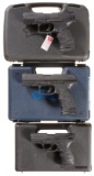 Three Walther Semi-Automatic Pistols w/ Cases