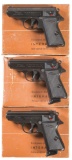 Three Boxed Consecutively Serialized Walther PPK/S Semi-Automati
