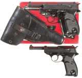 Two Walther P38 Style Semi-Automatic Pistols