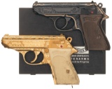 Two Engraved Walther PPK Semi-Automatic Pistols