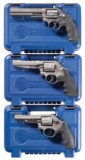Three Cased Smith & Wesson DA Revolvers
