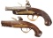 Two European Flintlock Pocket Pistols