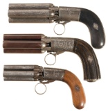 Three European Percussion Pepperboxes