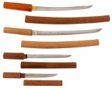Four Japanese Sword Blades in Shirasaya Mounts