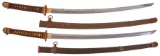Two Signed Japanese Swords with Shin-Gunto Furniture