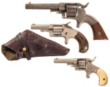 Three Antique Spur Trigger Revolvers