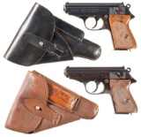 Two Nazi Proofed Walther PPK Semi-Automatic Pistols, Each w/ Ext