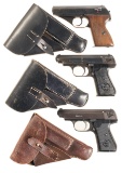 Three Nazi Military Inspected Semi-Automatic Pistols w/ Holsters