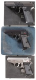 Three Cased Walther Semi-Automatic Pistols