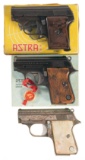 Three Astra Semi-Automatic Pocket Pistols
