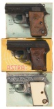Three Boxed Astra Semi-Automatic Pocket Pistols