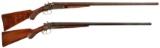 Two Double Barrel Hammer Shotguns A) Antique Factory Engraved Pa