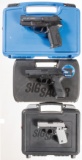 Three Cased SIG Sauer Semi-Automatic Pistols
