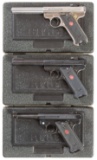 Three Ruger Semi-Automatic Pistols w/ Cases