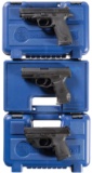 Three Smith & Wesson Semi-Automatic Pistols w/ Cases