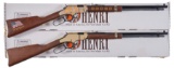 Two Boxed Henry Repeating Arms Lever Action Rifles w/ Boxes