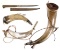 Three Powder Horns and One Gold Accented Persian Style Knife wit