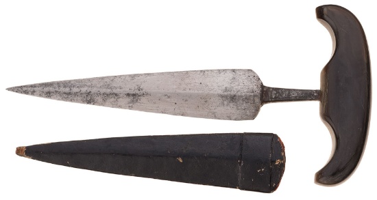 Horn Handled Push Dagger with Sheath