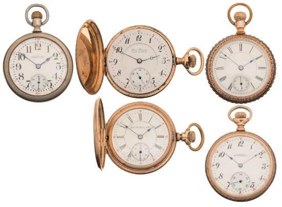 Collector's Lot of Five Pocket Watches with Midwest Connections