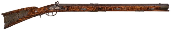 Engraved and Signed Heavy Barrel Flintlock Rifle