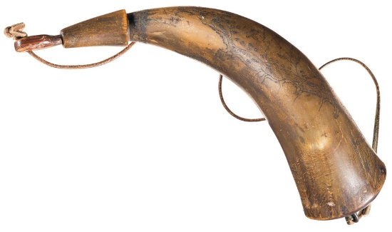 Illinois Country Inscribed Powder Horn
