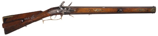 G.J. Staudinger Marked Flintlock Swivel Breech Combination Gun