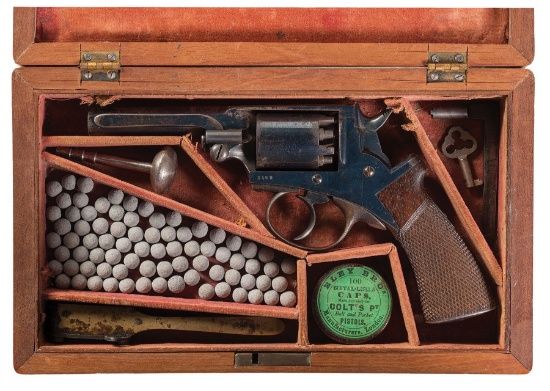 Cased Massachusetts Arms Co. Adams Pocket Model Revolver