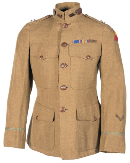 WWI Tank Officer Tunic/Cap, Labeled to Meuse-Argonne DSC Winner