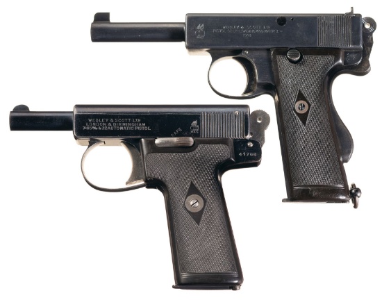 Two Webley & Scott Pistols, 1913 MkIN, 1905