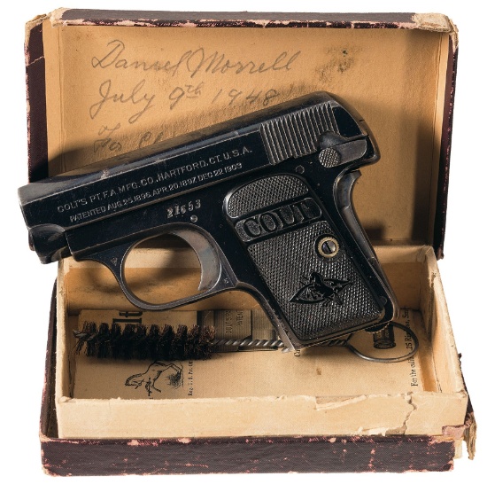 Colt Model 1908 Vest Pocket Hammerless Semi-Automatic Pistol wit