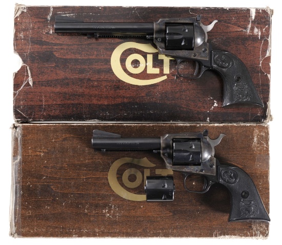Two Colt New Frontier .22 Single Action Revolvers w/ Boxes