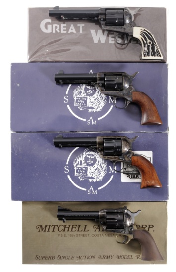 Four Single Action Revolvers w/ Boxes