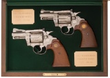 Cased Pair of Expertly Engraved Colt Diamondback Revolvers