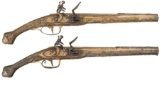 Gilded and Niello Accented Pair of Balkan Flintlock Pistols