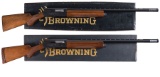 Two Engraved Browning Auto 5 Semi-Automatic Shotguns with Boxes