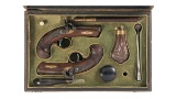 Cased Pair of Gold Accented Deringer Percussion Pocket Pistols