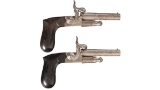 Pair of Lefaucheux Patent Single Shot Pinfire Pistols